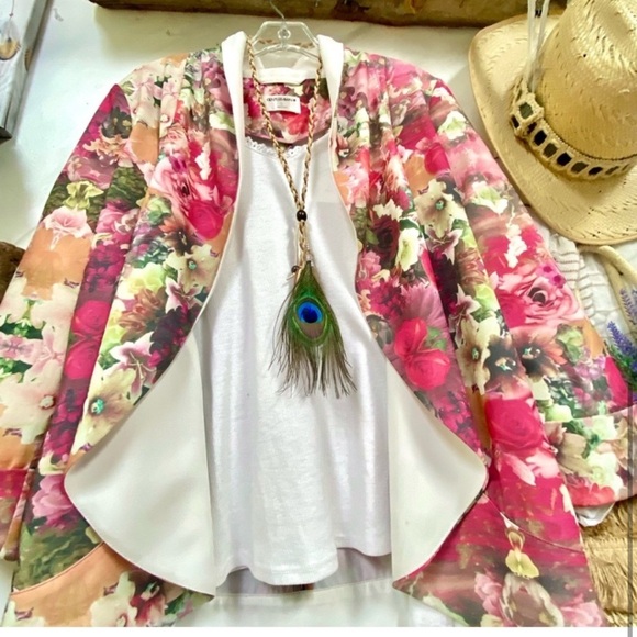 Anthropologie GENTLE FAWN floral boho waterfall cardi blazer summer cover up - Picture 5 of 9